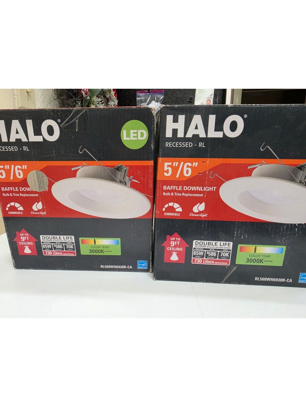 Halo RL56069S1EWHR 5"/6" Selectable Baffle Recessed LED Downlight 2-Pack